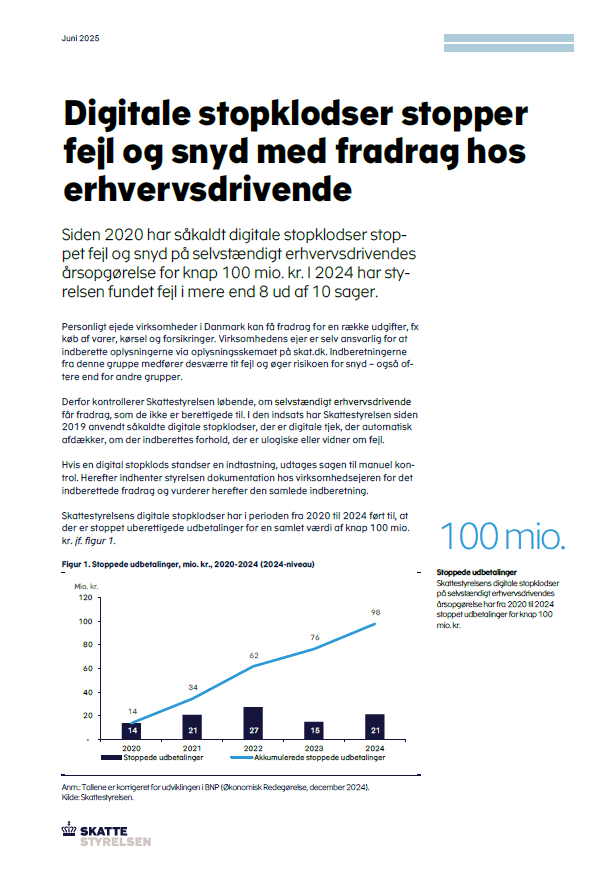 Digitale stopklodser stopper fejl og snyd med fradrag hos erhvervsdrivende