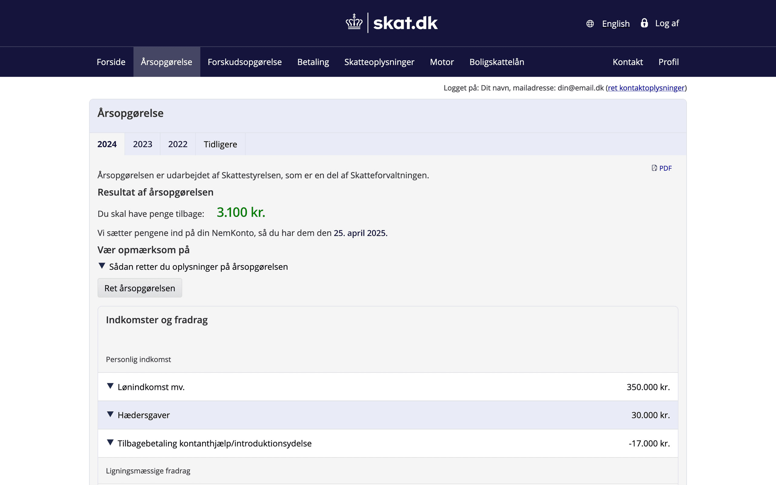ÅROP Desktop Skat tilbage (screendump)